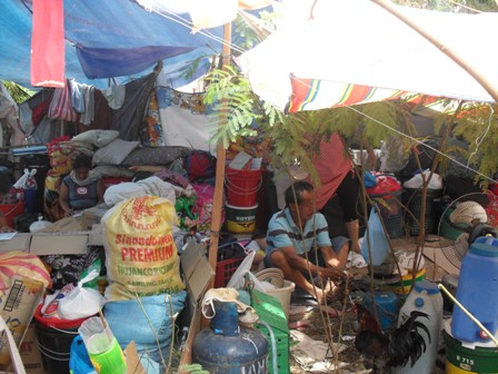 Homeless people at the evacuation center