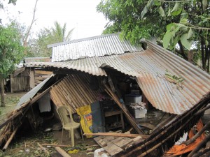 A house wrecked by the typhoon